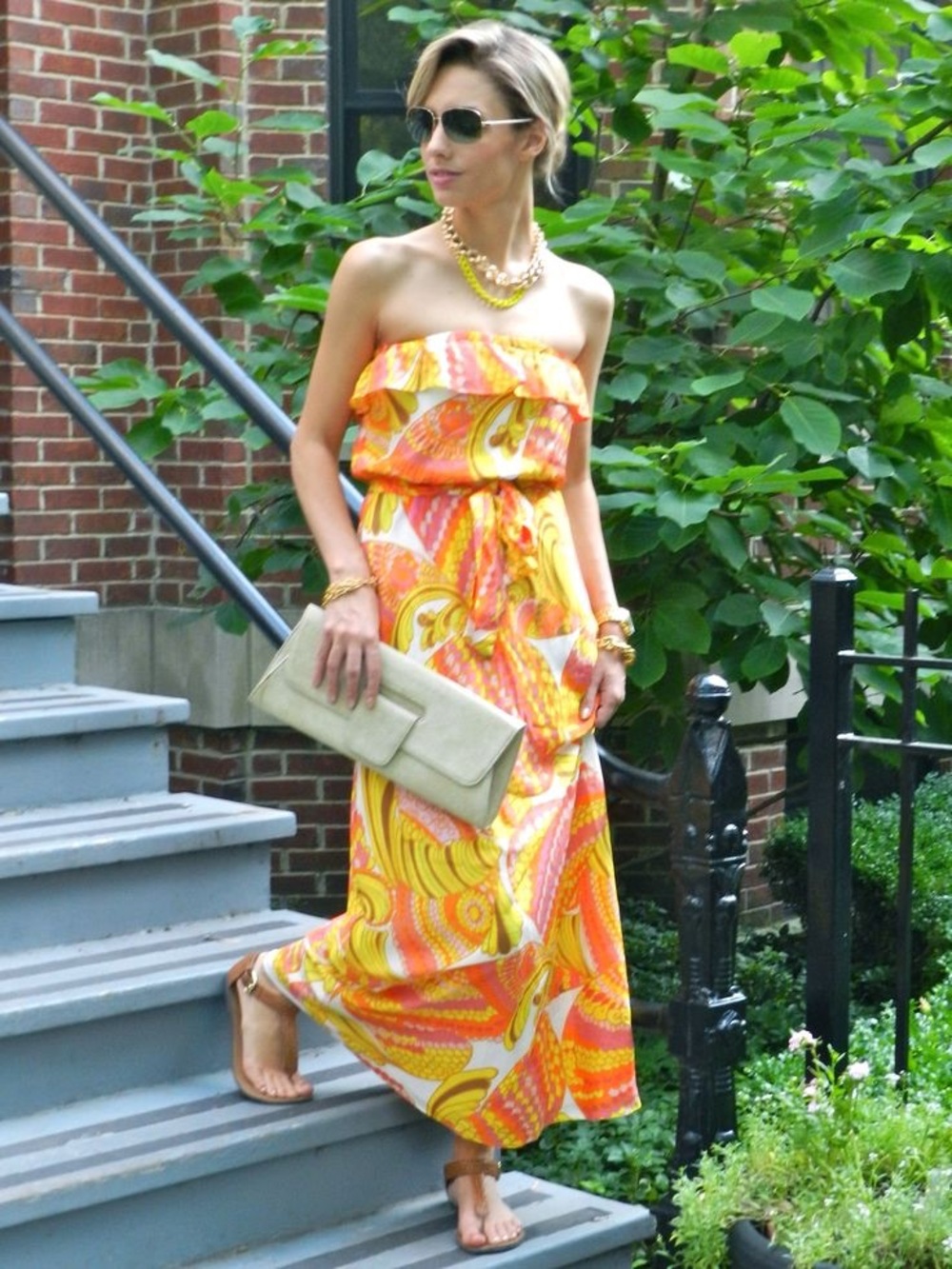 Trina Turk x Banana Republic 2012 Silk Maxi Dress Size 0 Retro Resort